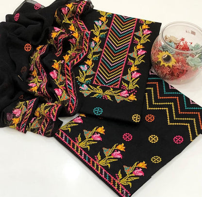 3pc Lawn/Cotton Multi Embroided Dress
