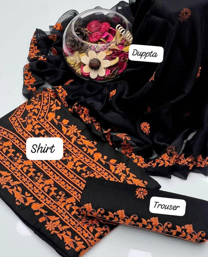 3pc Unstitch Embroidered Dress (Chiffon Dupatta)