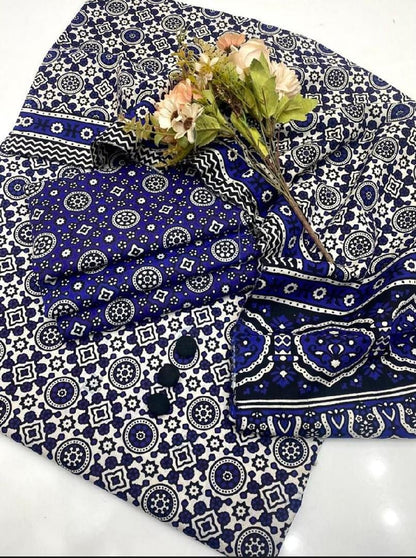 3pc Cotton Sindhi Ajrak Design Dress