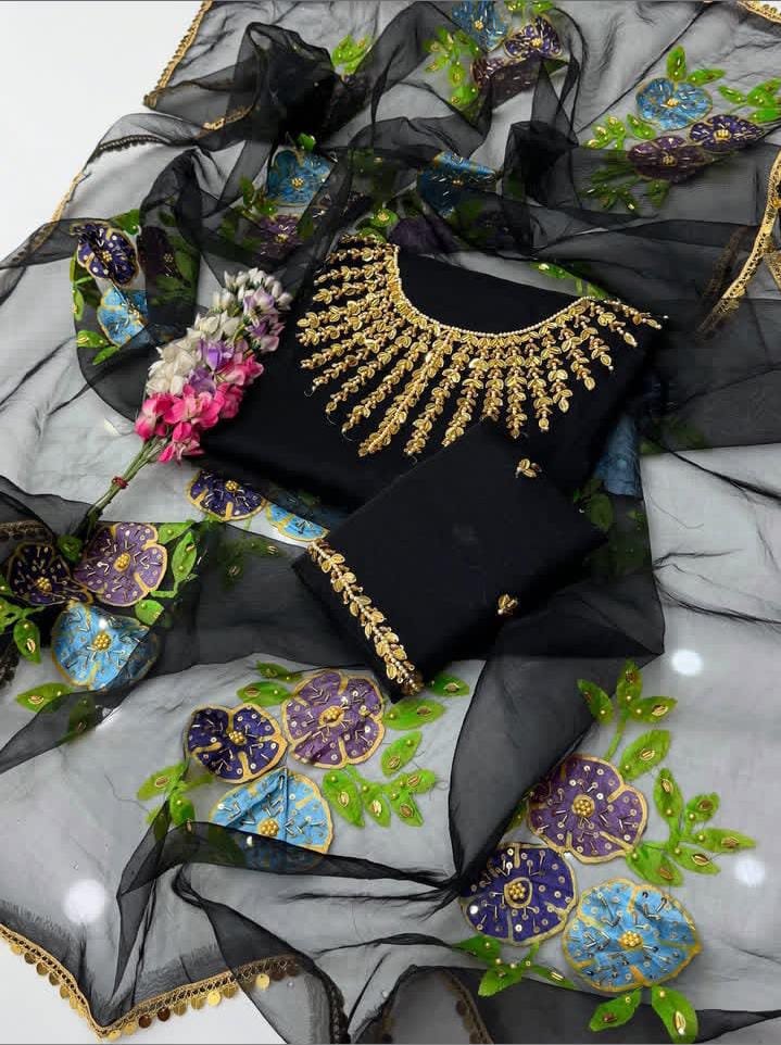 2Pc Oragnza Handmade Embroidered Dress (Shirt & Dupatta)