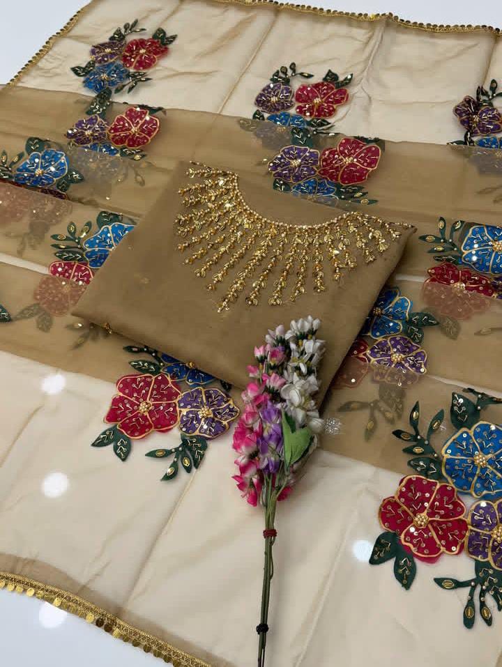2Pc Oragnza Handmade Embroidered Dress (Shirt & Dupatta)