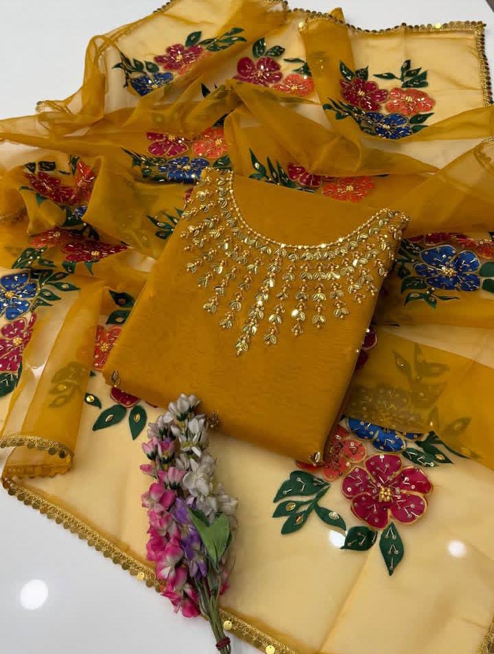 2Pc Oragnza Handmade Embroidered Dress (Shirt & Dupatta)