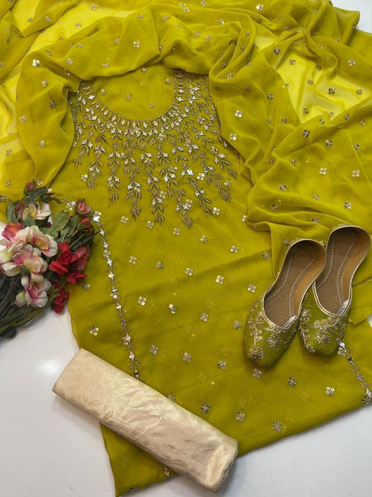 4pc Chiffon Booti Work (Khussa Gift) Dhani
