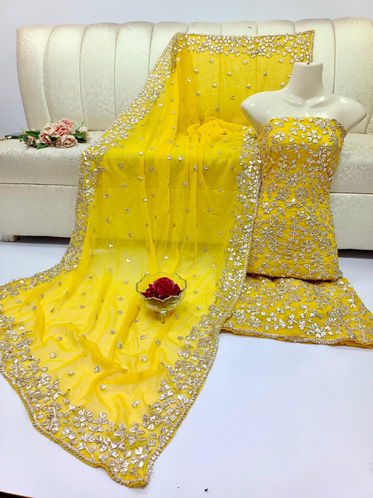 2pc Chiffon Full Gotta Jaal Dress (Shirt & Dupatta)