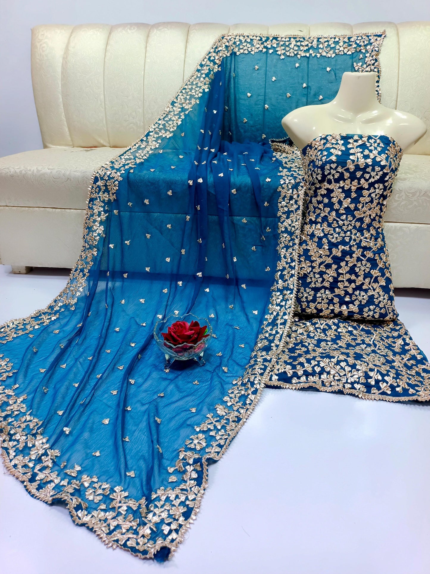 2pc Chiffon Full Gotta Jaal Dress (Shirt & Dupatta)