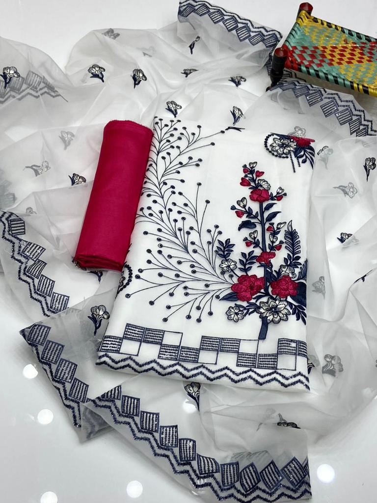 3pc Khaddi Net  3MM Sequence Embroided Dress