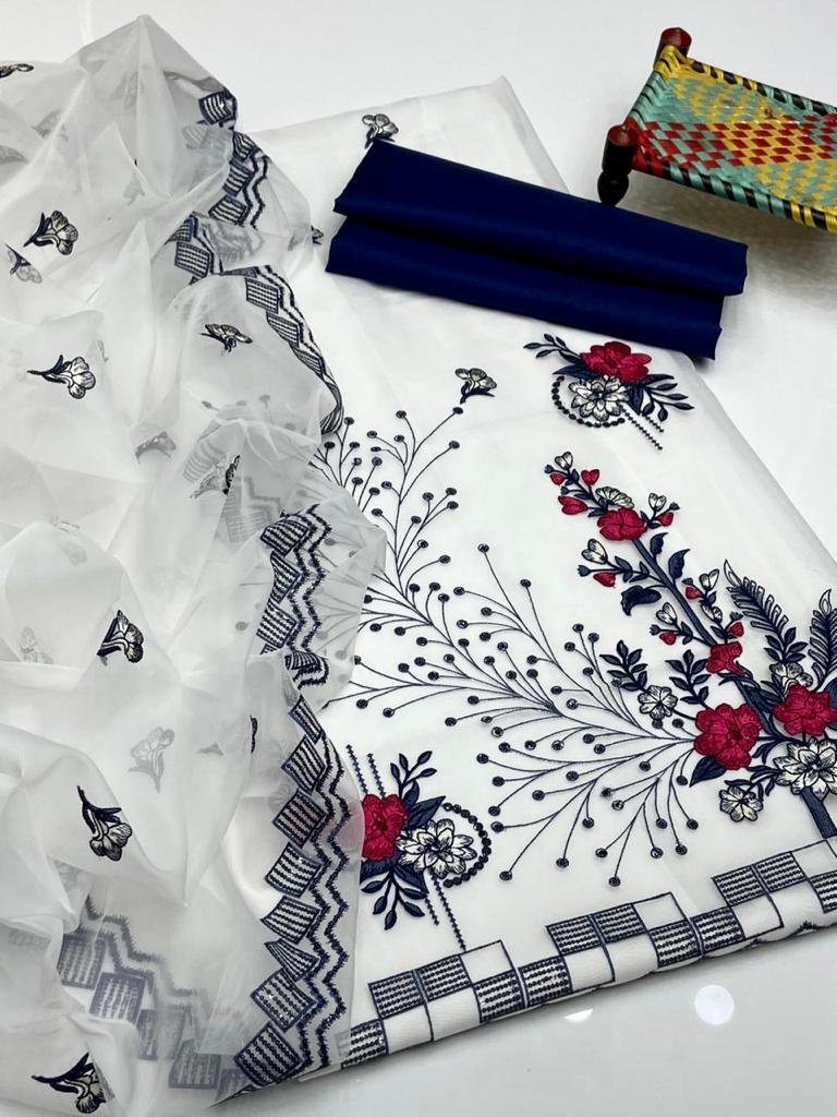 3pc Khaddi Net  3MM Sequence Embroided Dress