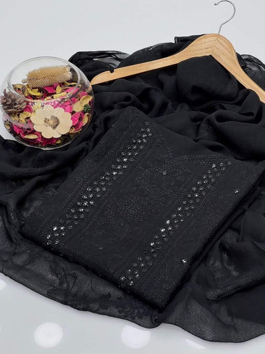 2pc Chiffon Shadow  Mirror Work Dress (Shirt & Dupatta)