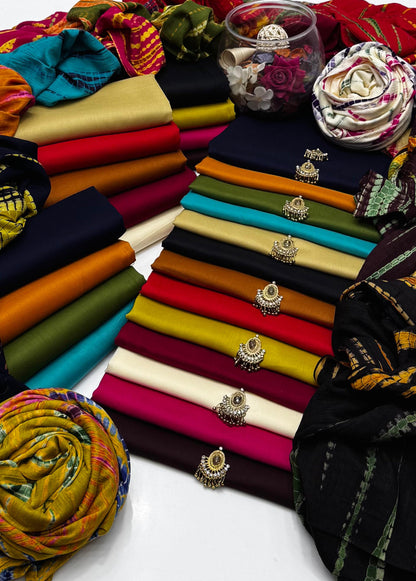 3pc Soft Linen Dress With Tye N Dye Linen Shawl