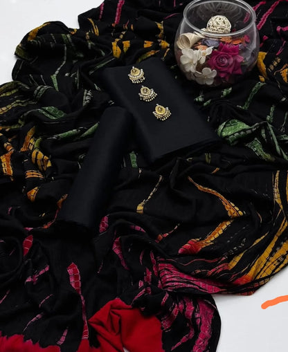 3pc Soft Linen Dress With Tye N Dye Linen Shawl