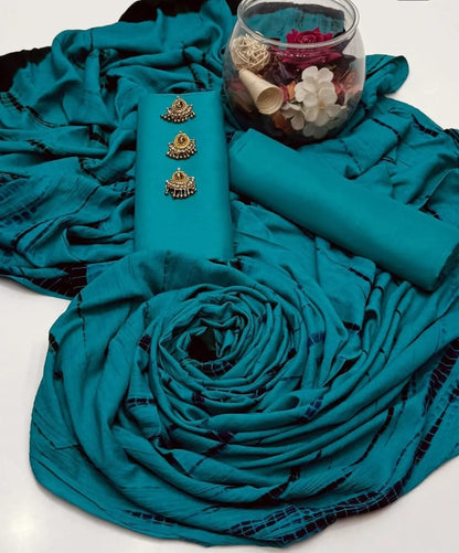 3pc Soft Linen Dress With Tye N Dye Linen Shawl