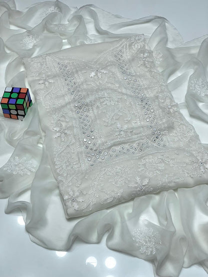 2pc Chiffon Shadow Mirror Star Embroided Dress