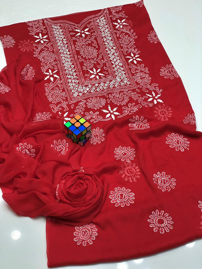 2pc Chiffon Shadow Mirror Star Embroided Dress