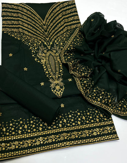 3pc Lawn Fully Sequence Embroidered Dress