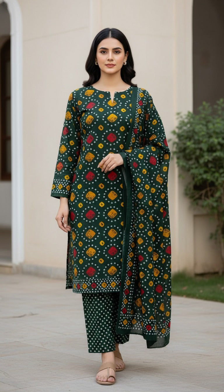 3pc Lawn Chunri Summer Dress