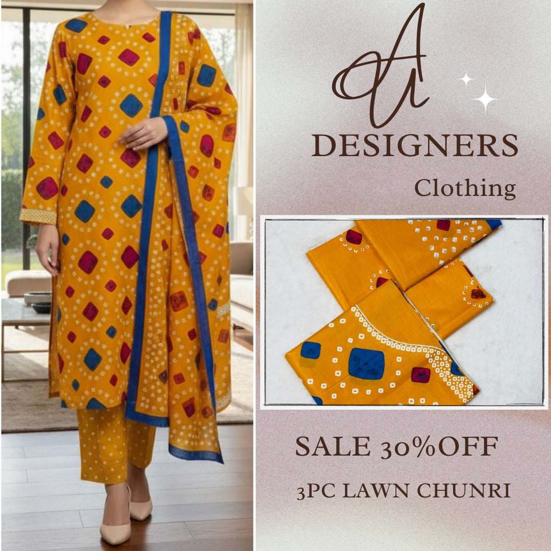 3pc Lawn Chunri Summer Dress