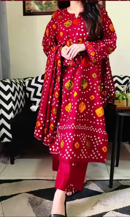 3pc Lawn Chunri Summer Dress