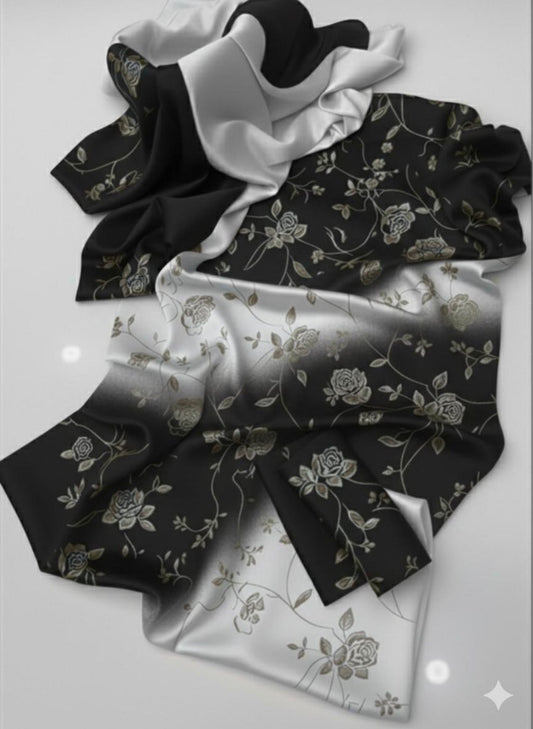 3PC Shamoze Silk Digital Print Dress (Black)