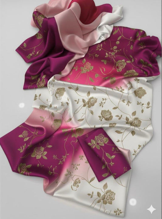 3PC Shamoze Silk Digital Print Dress (Pink)