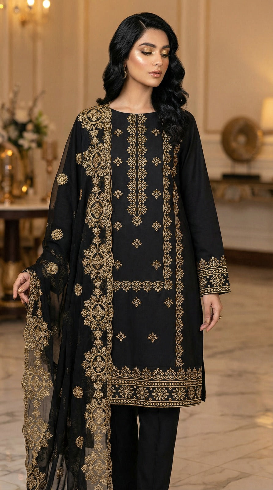 3pc GTM LAWN Heavy Embroided Dress