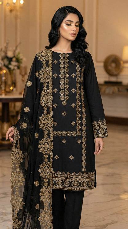 3pc GTM LAWN Heavy Embroided Dress