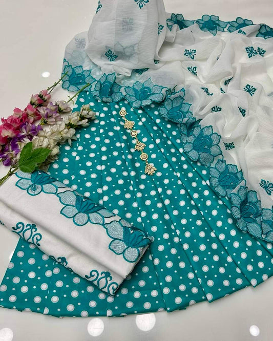 3pc Lawn/Cotton Embroidered Dress