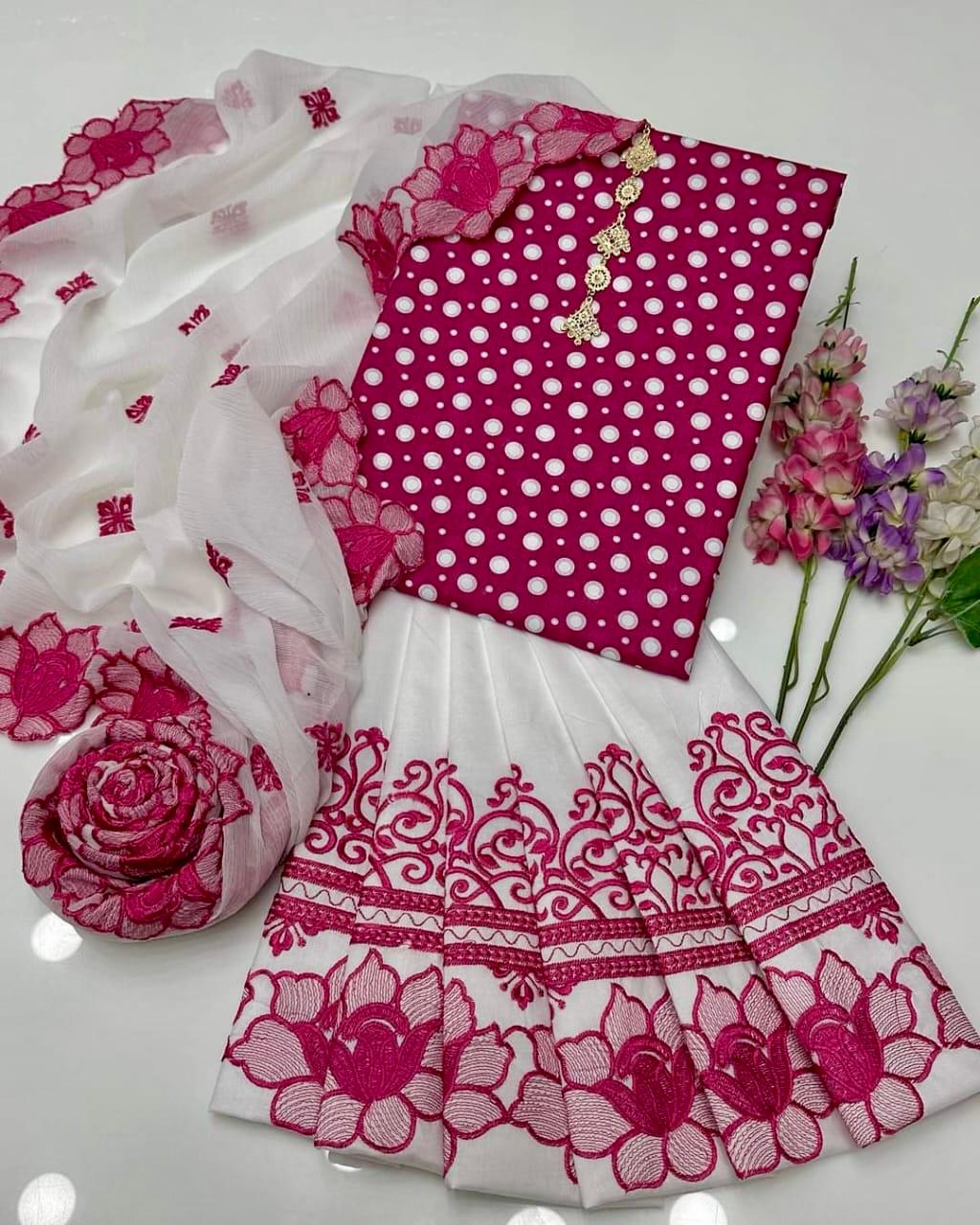 3pc Lawn/Cotton Embroidered Dress