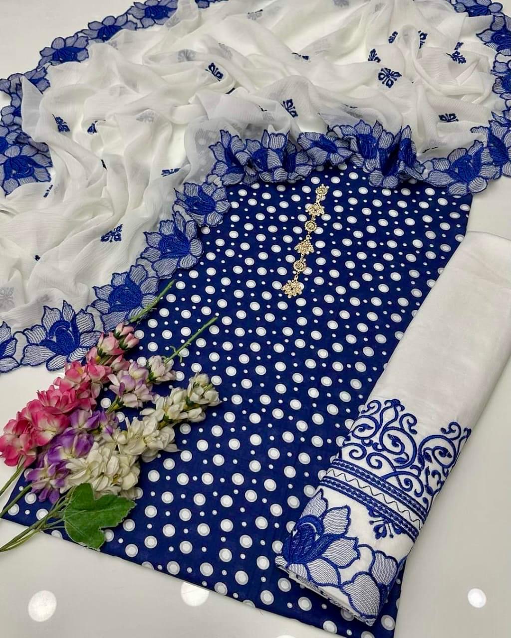 3pc Lawn/Cotton Embroidered Dress