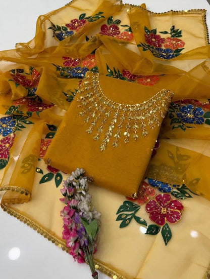 2Pc Oragnza Handmade Embroidered Dress (Shirt & Dupatta)