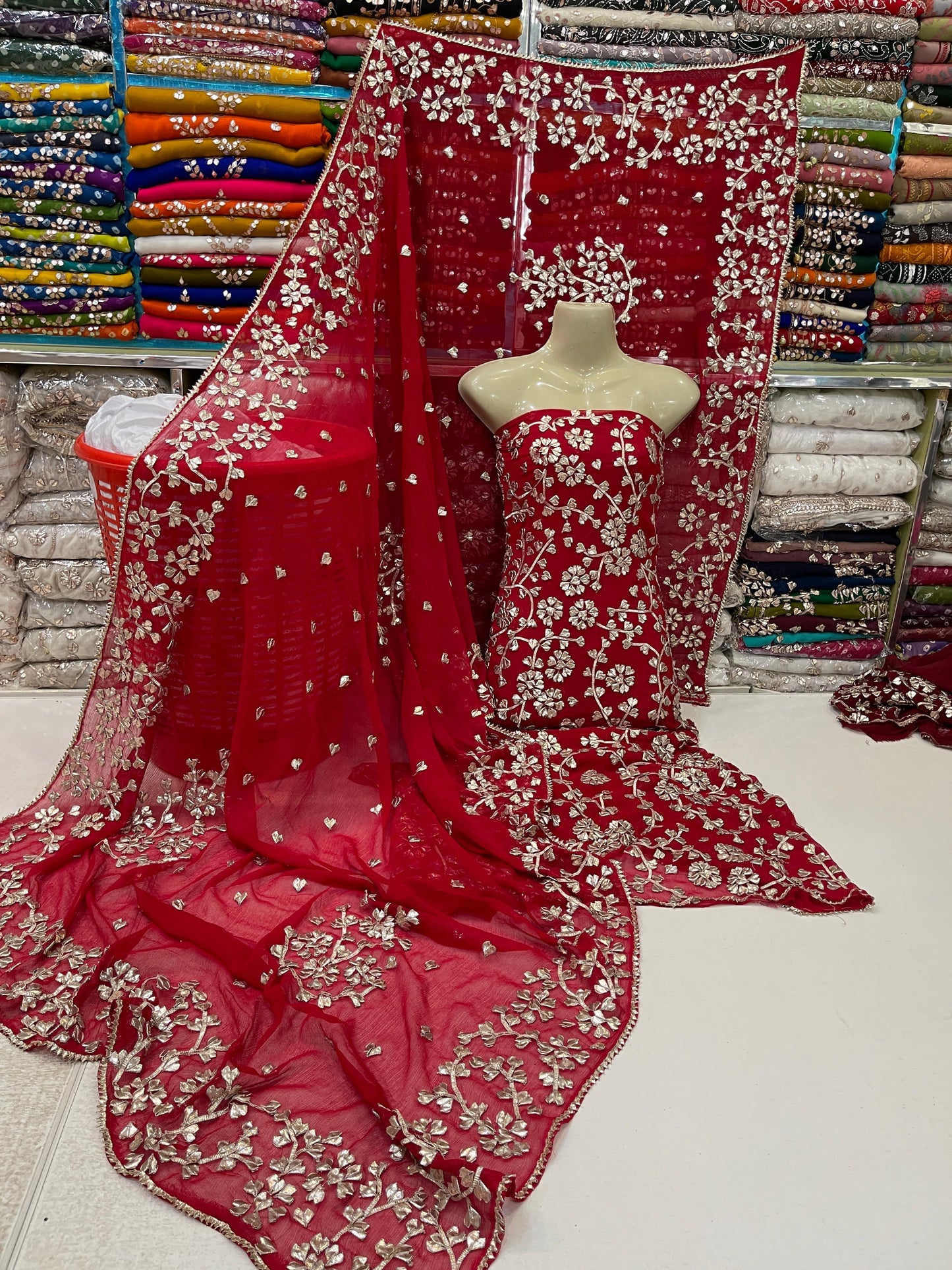 2pc Chiffon Full Gotta Jaal Dress (Shirt & Dupatta)