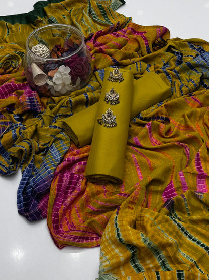 3pc Soft Linen Dress With Tye N Dye Linen Shawl