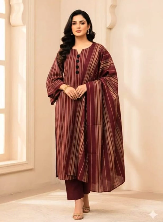 3pc Swiss Lawn Summer Dress